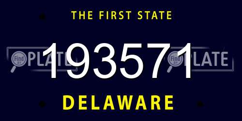 193571 Delaware License Plate