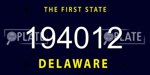 194012 Delaware License Plate