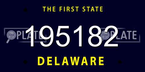 195182 Delaware License Plate