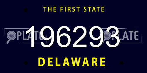 196293 Delaware License Plate
