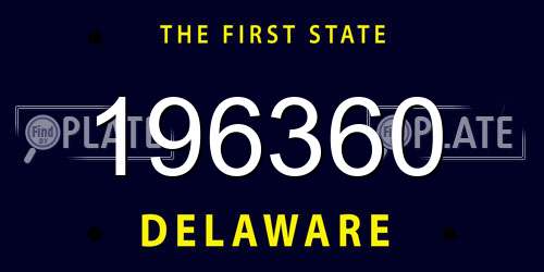 196360 Delaware License Plate