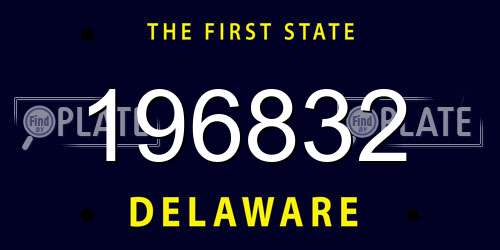 196832 Delaware License Plate