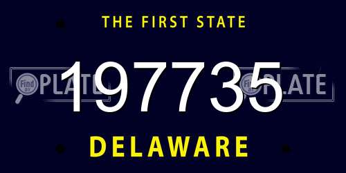197735 Delaware License Plate
