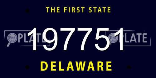 197751 Delaware License Plate