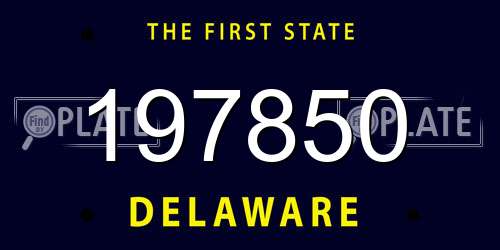 197850 Delaware License Plate
