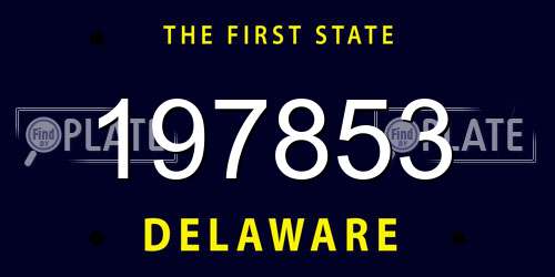 197853 Delaware License Plate