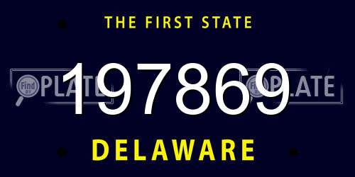 197869 Delaware License Plate
