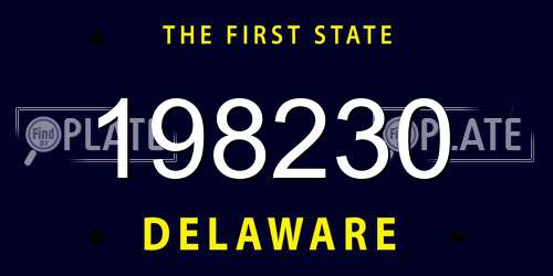 198230 Delaware License Plate