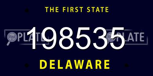 198535 Delaware License Plate