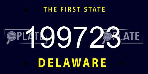 199723 Delaware License Plate