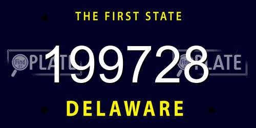 199728 Delaware License Plate