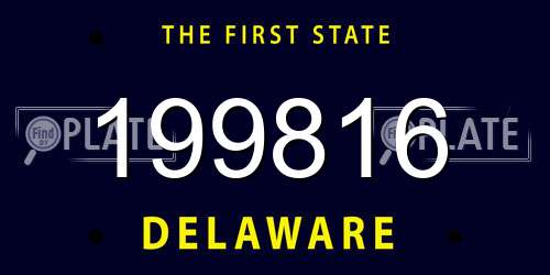 199816 Delaware License Plate