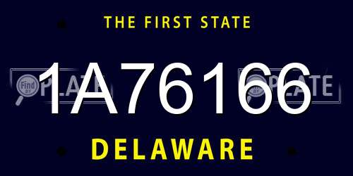 1A76166 Delaware License Plate