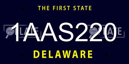 1AAS220 Delaware License Plate