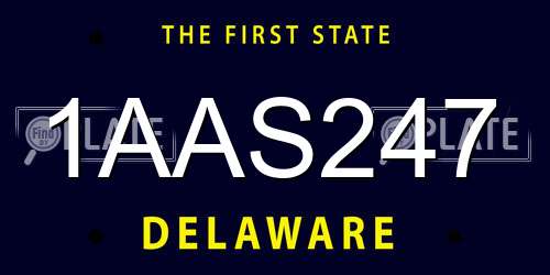 1AAS247 Delaware License Plate