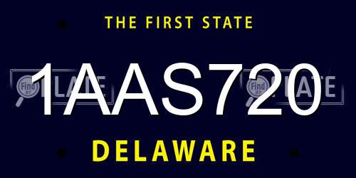 1AAS720 Delaware License Plate