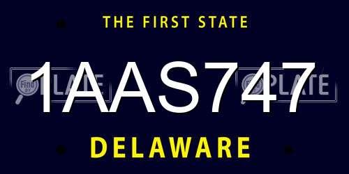 1AAS747 Delaware License Plate