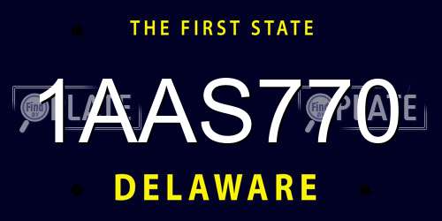 1AAS770 Delaware License Plate