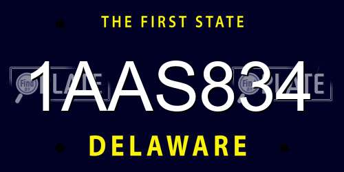1AAS834 Delaware License Plate
