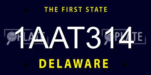 1AAT314 Delaware License Plate