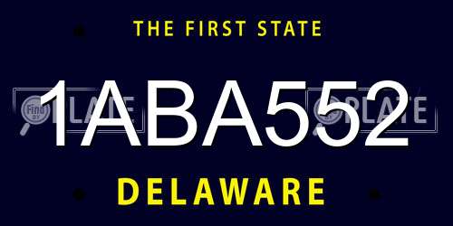 1ABA552 Delaware License Plate