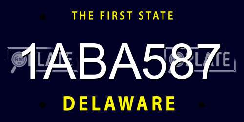 1ABA587 Delaware License Plate