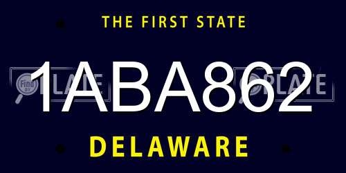 1ABA862 Delaware License Plate