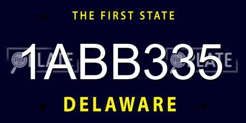 1ABB335 Delaware License Plate