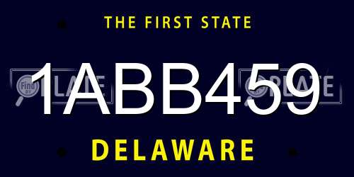 1ABB459 Delaware License Plate