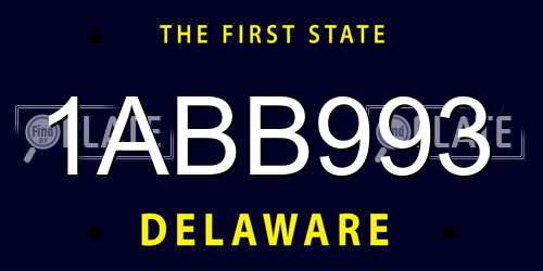 1ABB993 Delaware License Plate