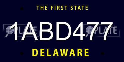 1ABD477 Delaware License Plate