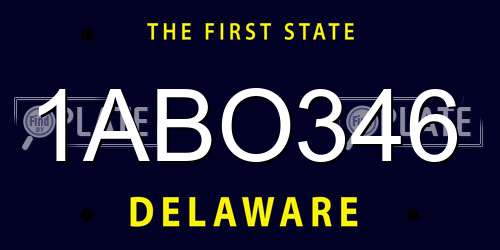 1ABO346 Delaware License Plate