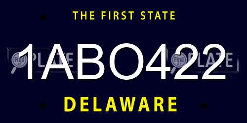 1ABO422 Delaware License Plate