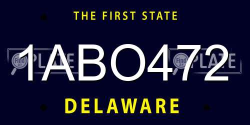 1ABO472 Delaware License Plate