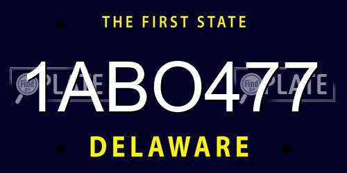 1ABO477 Delaware License Plate