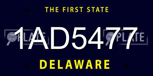 1AD5477 Delaware License Plate