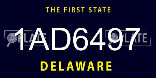 1AD6497 Delaware License Plate