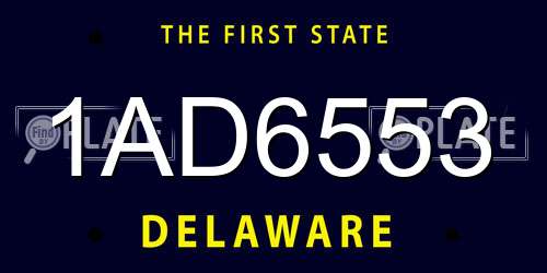 1AD6553 Delaware License Plate