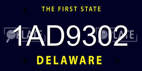 1AD9302 Delaware License Plate