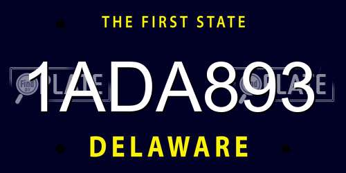 1ADA893 Delaware License Plate