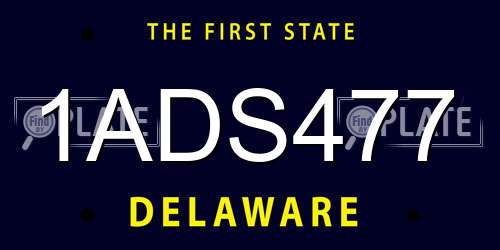 1ADS477 Delaware License Plate