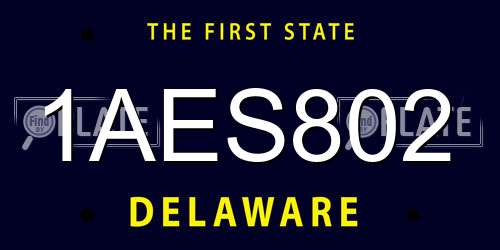 1AES802 Delaware License Plate