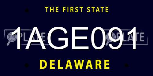 1AGE091 Delaware License Plate