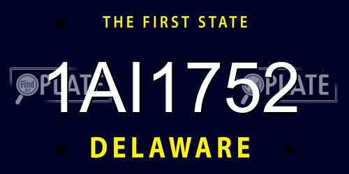 1AI1752 Delaware License Plate