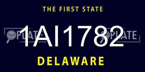 1AI1782 Delaware License Plate