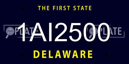 1AI2500 Delaware License Plate
