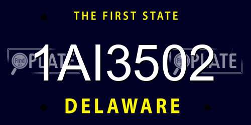 1AI3502 Delaware License Plate