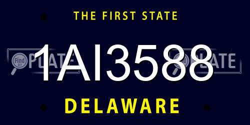 1AI3588 Delaware License Plate