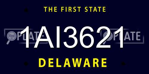 1AI3621 Delaware License Plate