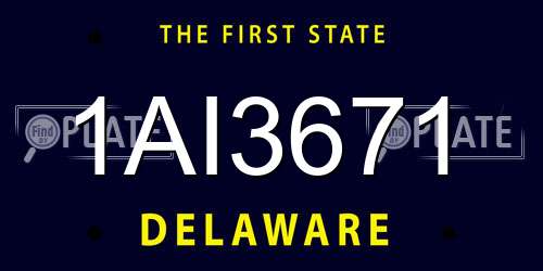 1AI3671 Delaware License Plate